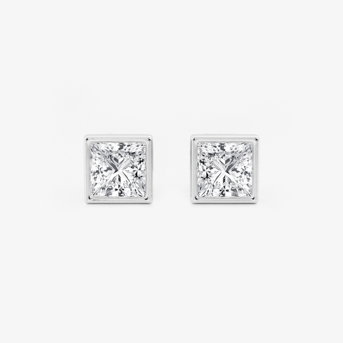 1 1/2 ctw Princess Lab Grown Diamond Bezel Set Solitaire Stud Earrings