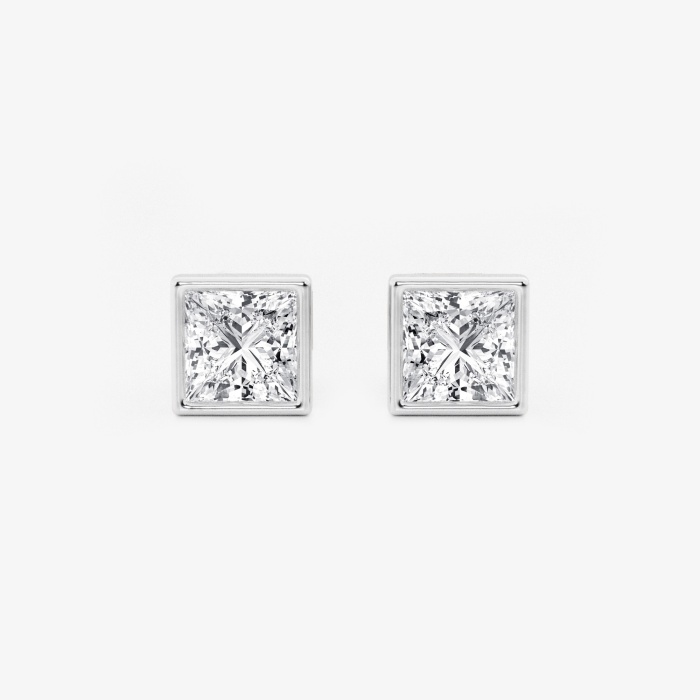1 1/2 ctw Princess Lab Grown Diamond Bezel Set Solitaire Stud Earrings