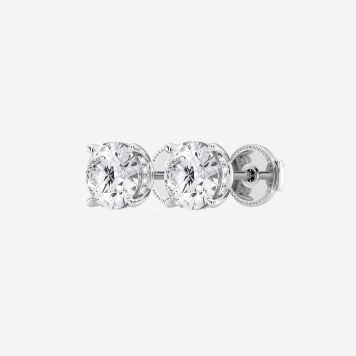 3 1/6 ctw Round Lab Grown Diamond Hidden Halo Stud Earrings
