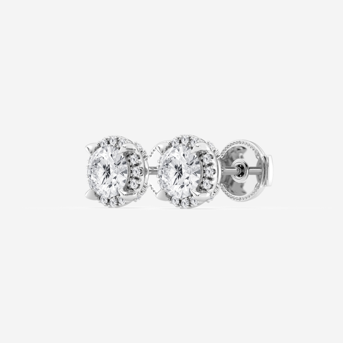 Additional Image 1 for  1 1/5 ctw Round Lab Grown Diamond Shadow Halo Stud Earrings