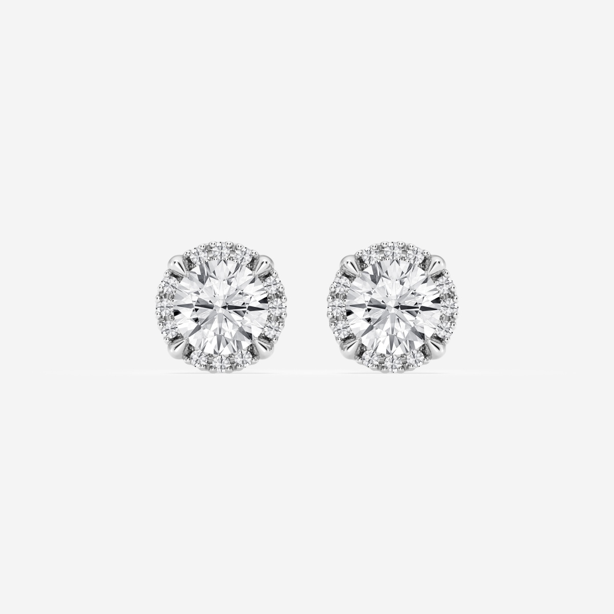 1 1/5 ctw Round Lab Grown Diamond Shadow Halo Stud Earrings