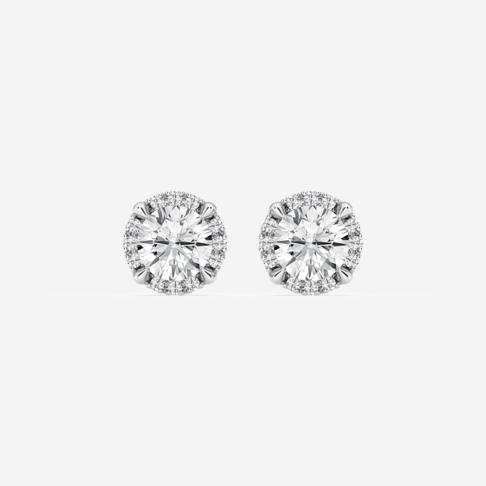 1 1/5 ctw Round Lab Grown Diamond Shadow Halo Stud Earrings
