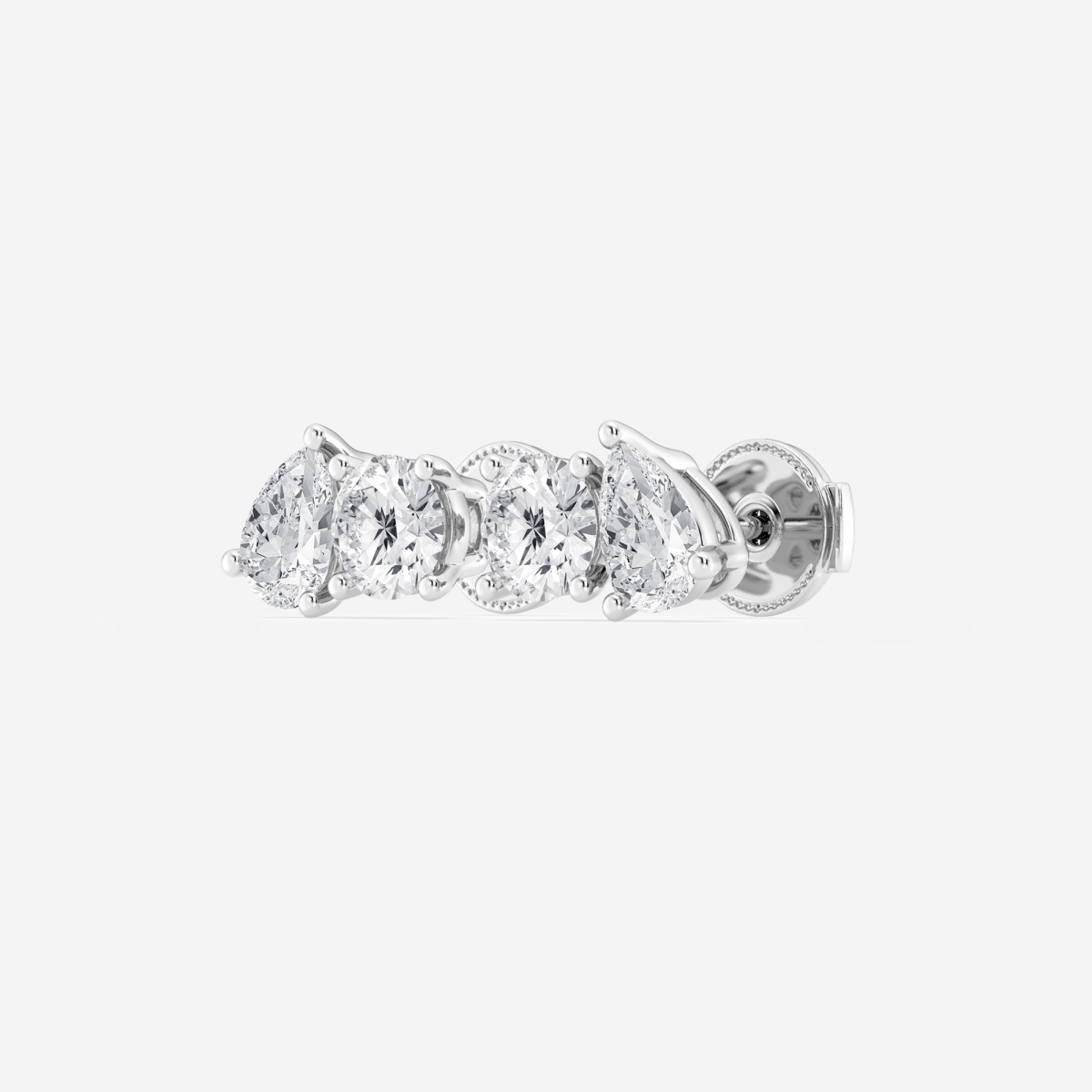 Additional Image 1 for  1 7/8 ctw Pear and Round Lab Grown Diamond Two Stone Stud Earrings