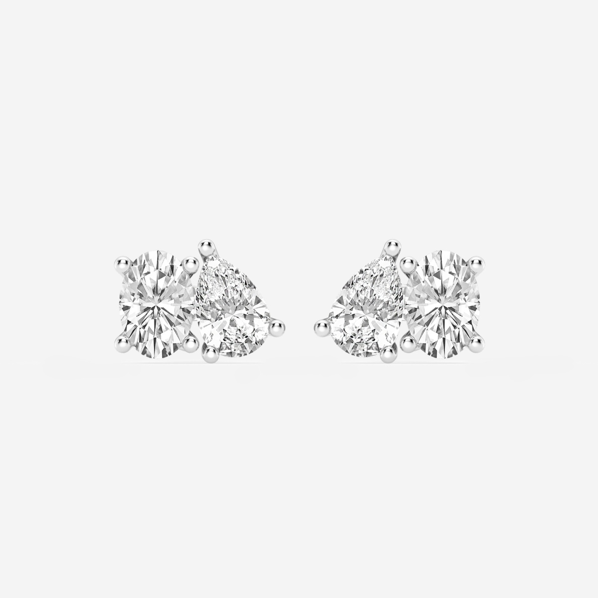 1 1/2 ctw Toi Et Moi Oval and Pear Stud Earrings