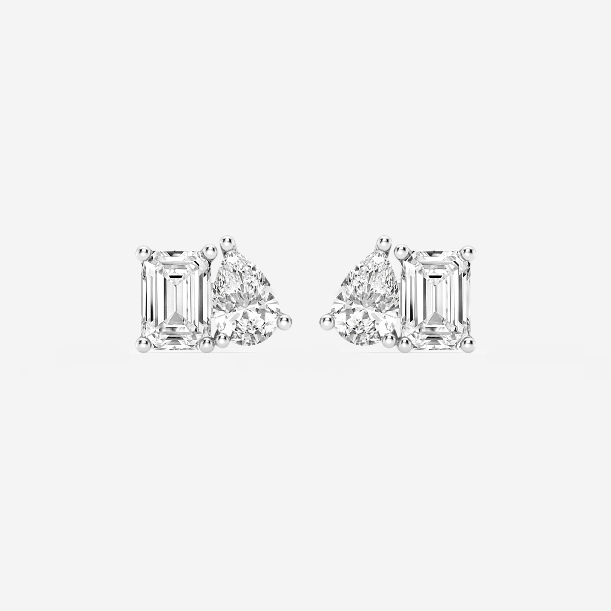 2 ctw Toi Et Moi Emerald and Pear Stud Earrings