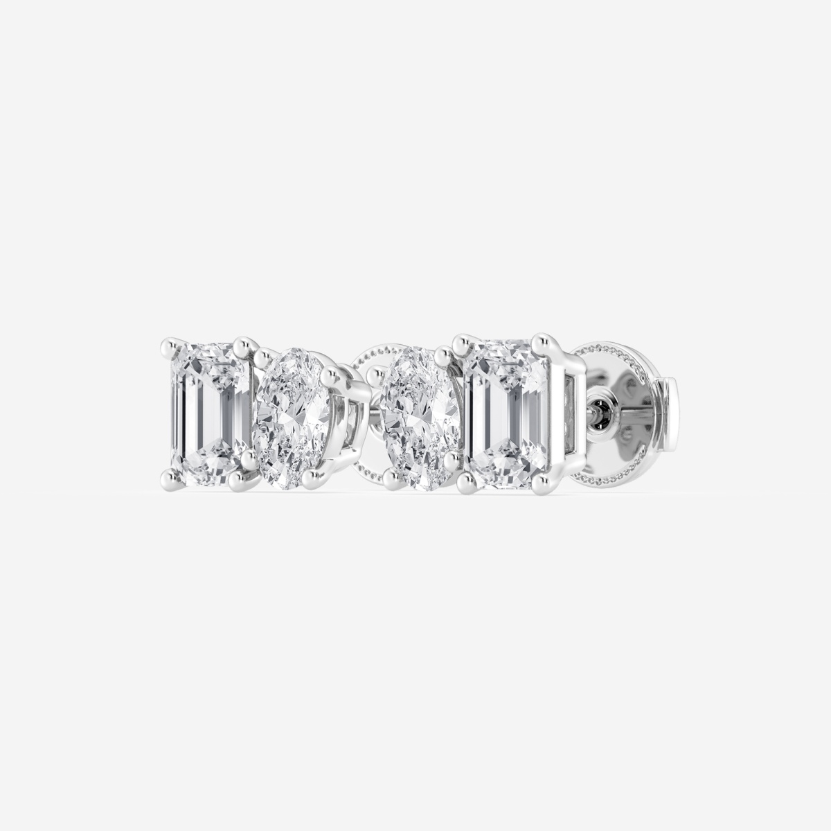 Additional Image 1 for  2 ctw Emerald and Oval Lab Grown Diamond Two Stone Stud Earrings