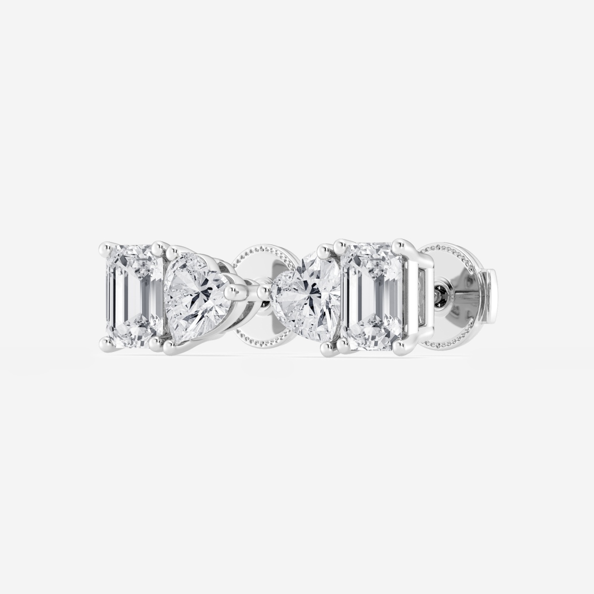Additional Image 1 for  2 ctw Emerald and Heart Lab Grown Diamond Two Stone Stud Earrings