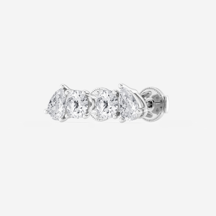 1 7/8 ctw Pear and Round Lab Grown Diamond Two Stone Stud Earrings