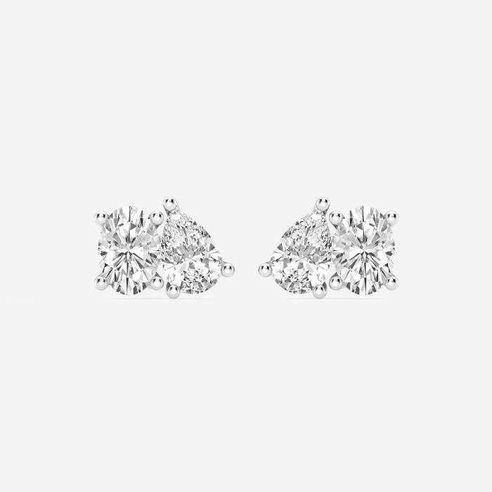 1 1/2 ctw Toi Et Moi Oval and Pear Stud Earrings