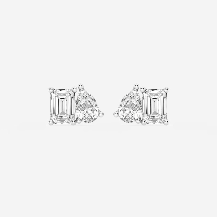 2 ctw Toi Et Moi Emerald and Pear Stud Earrings