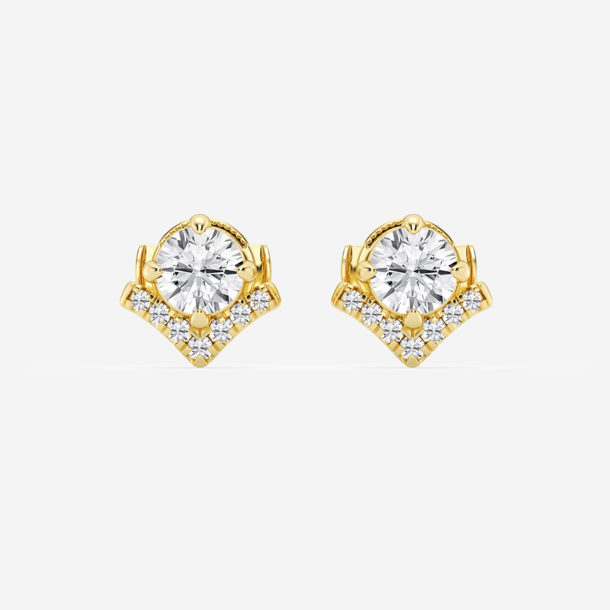 Additional Image 2 for  1 1/10 ctw Round Lab Grown Diamond Chevron Stud Earrings