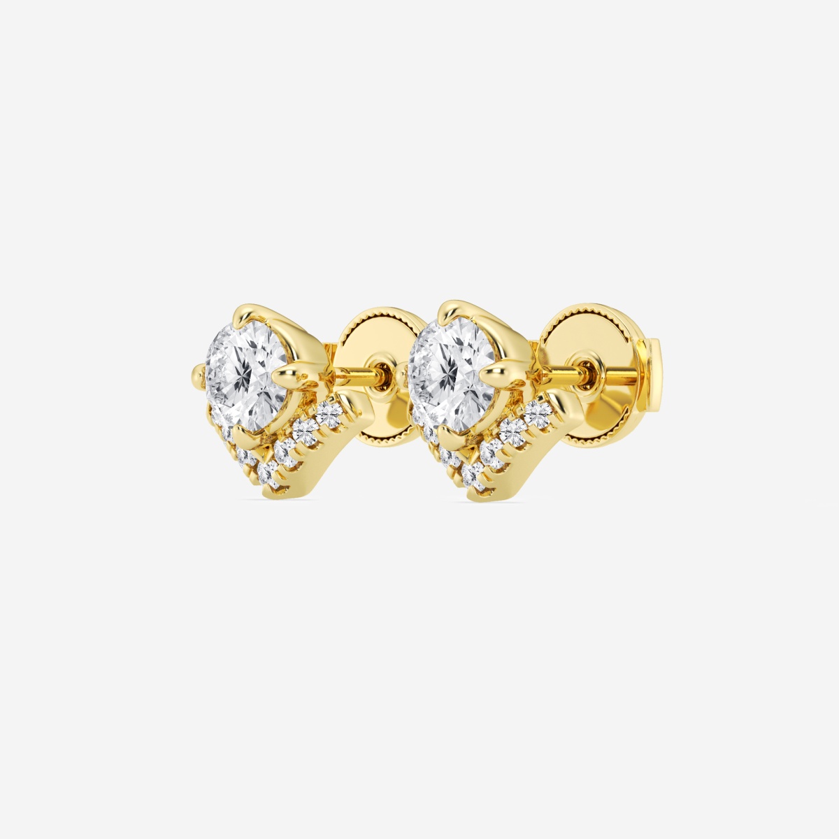 Additional Image 1 for  1 1/10 ctw Round Lab Grown Diamond Chevron Stud Earrings