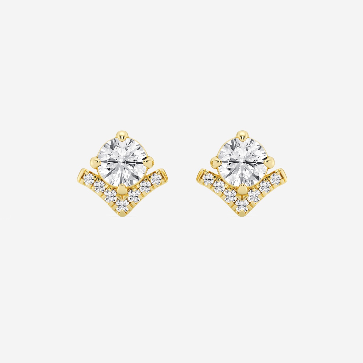 1 1/10 ctw Round Lab Grown Diamond Chevron Stud Earrings