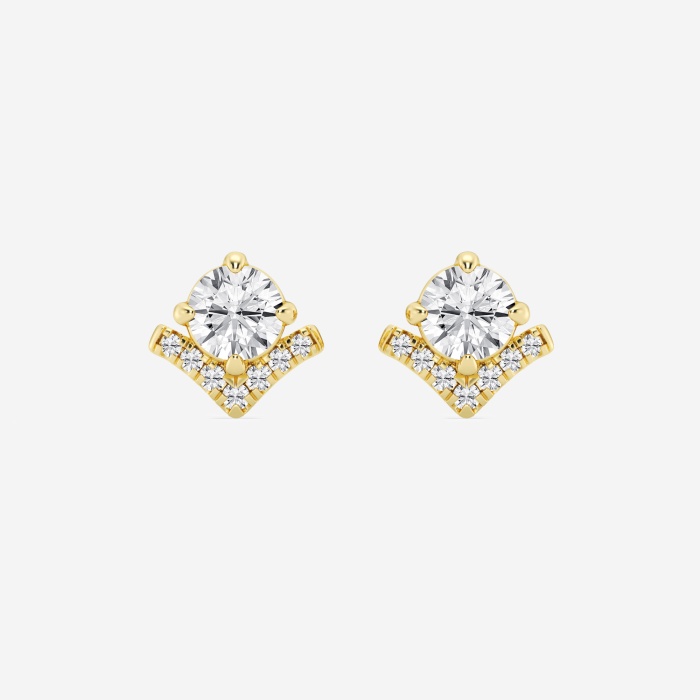 1 1/10 ctw Round Lab Grown Diamond Chevron Stud Earrings