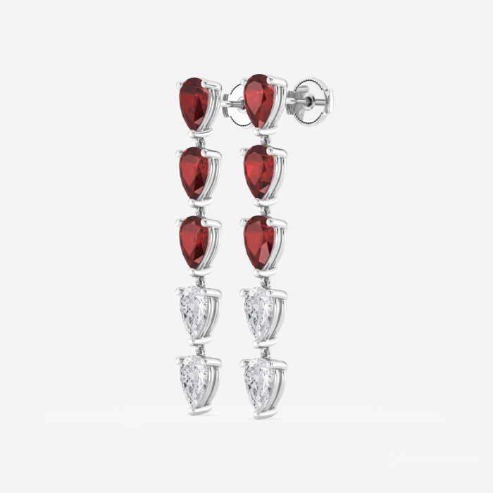7.0X5.0 mm Pear Shaped Created Ruby and 2 2/5 ctw Pear Lab Grown Diamond Dangle Earrings