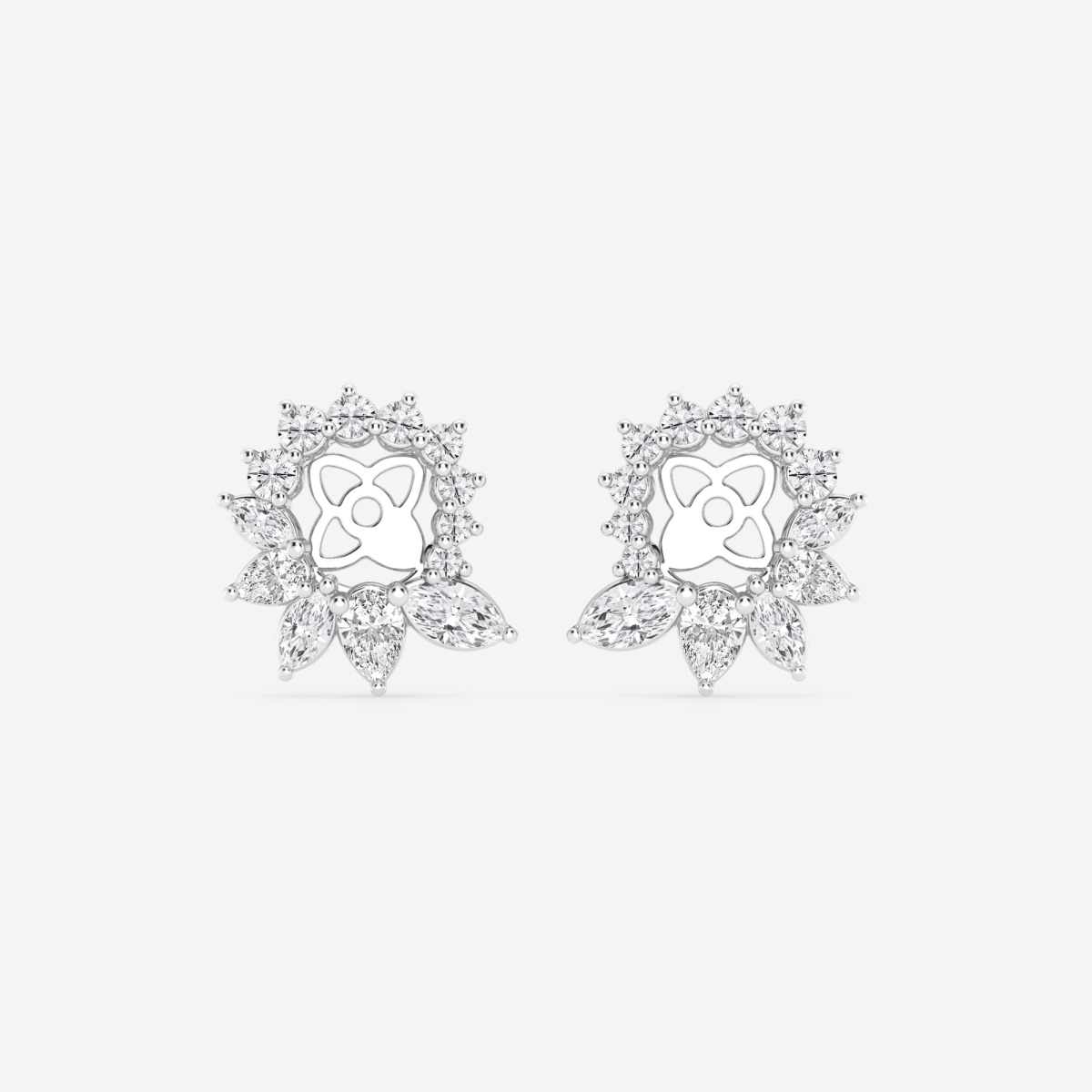 2 ctw Marquise and Pear Lab Grown Diamond Halo Earring Jackets
