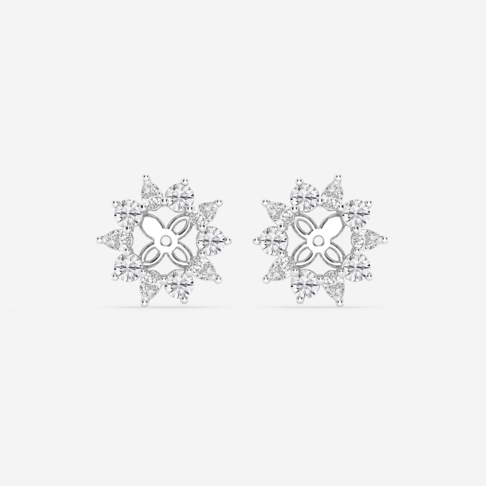 2 ctw Round and Pear Lab Grown Diamond Alternating Halo Earring Jackets