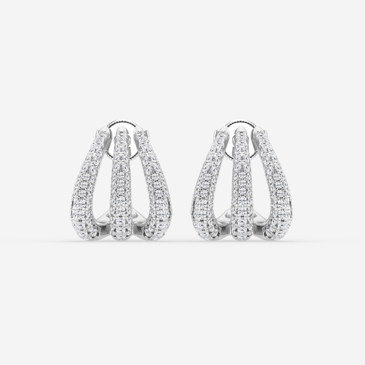 1 1/4 ctw Round Lab Grown Diamond Triple Huggie Hoop Earrings