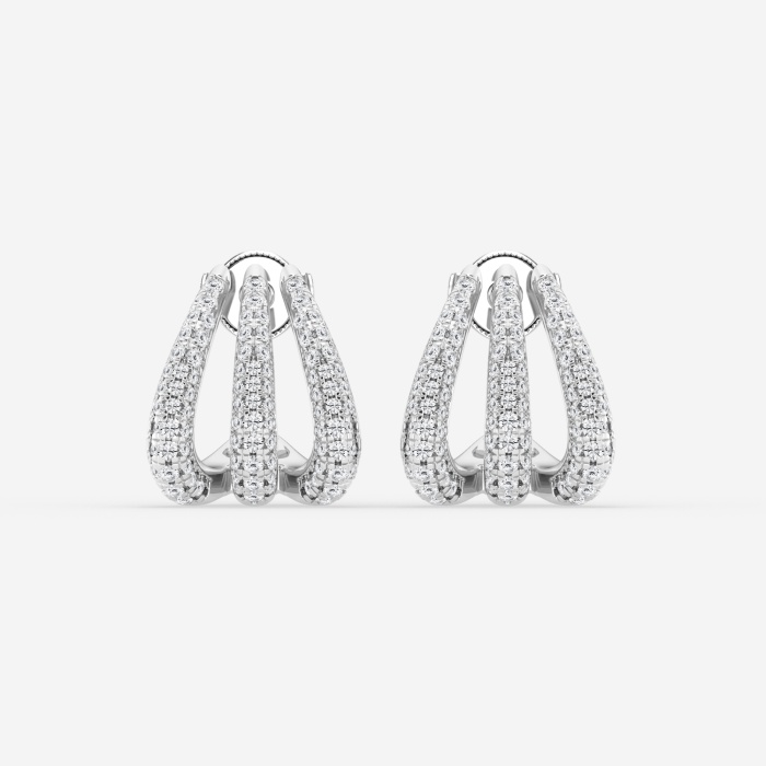 1 1/4 ctw Round Lab Grown Diamond Triple Huggie Hoop Earrings