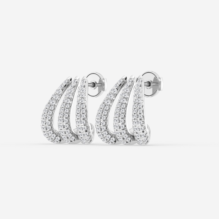 1 1/4 ctw Round Lab Grown Diamond Triple Huggie Hoop Earrings