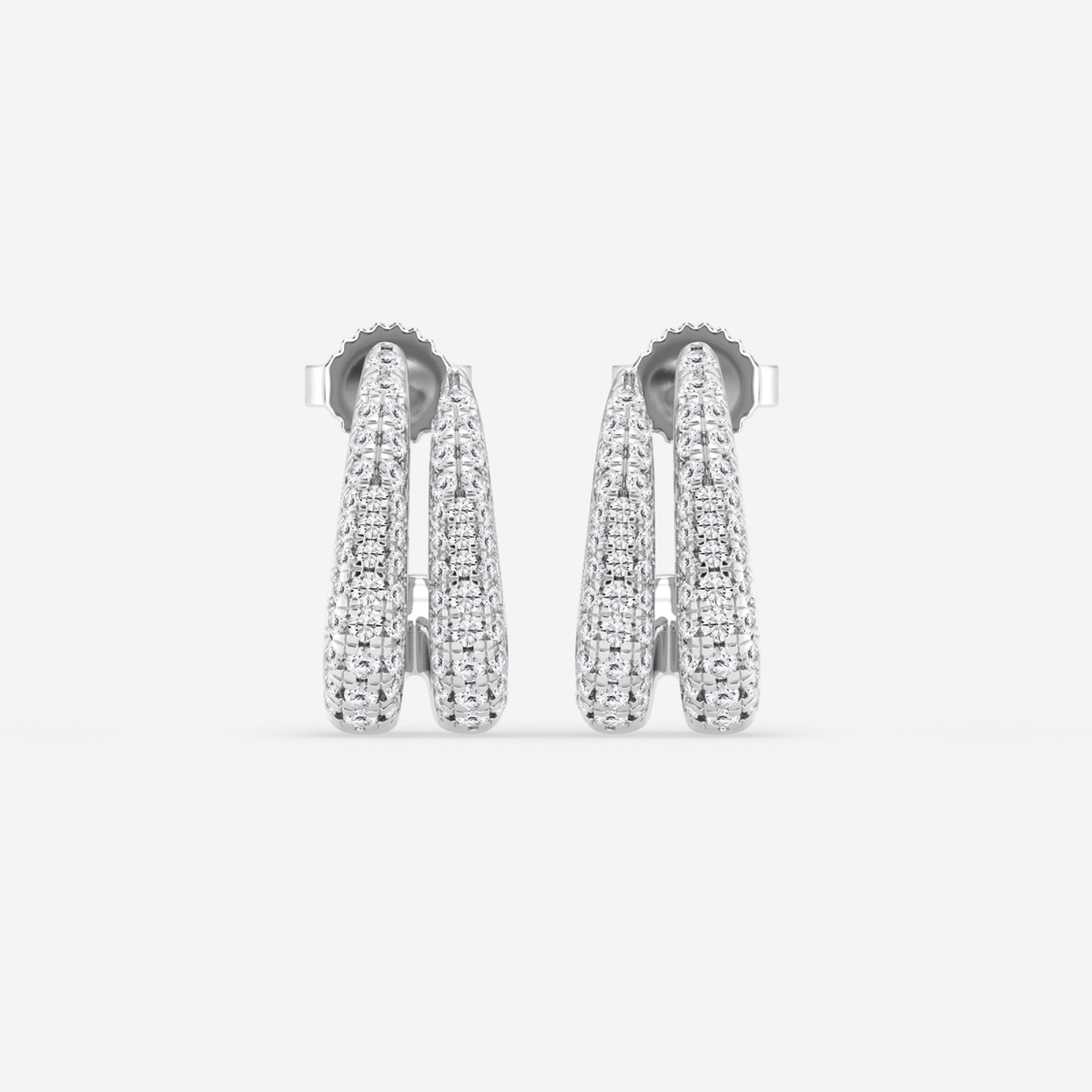 1/2 ctw Round Lab Grown Diamond Double Huggie Hoop Earrings