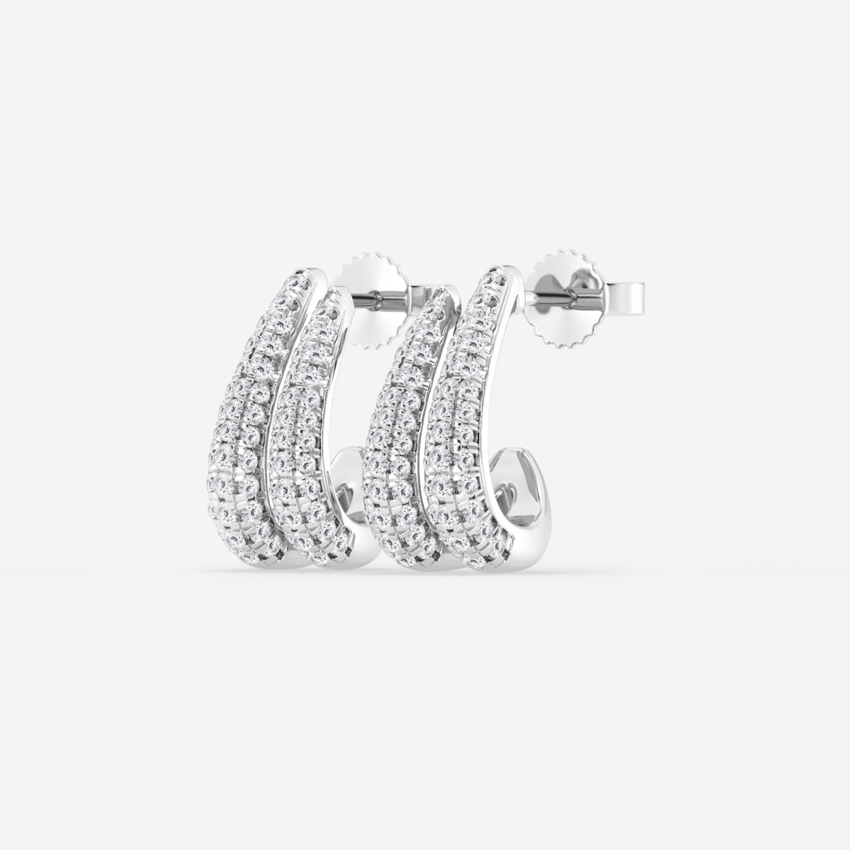 Additional Image 1 for  1/2 ctw Round Lab Grown Diamond Double Huggie Hoop Earrings