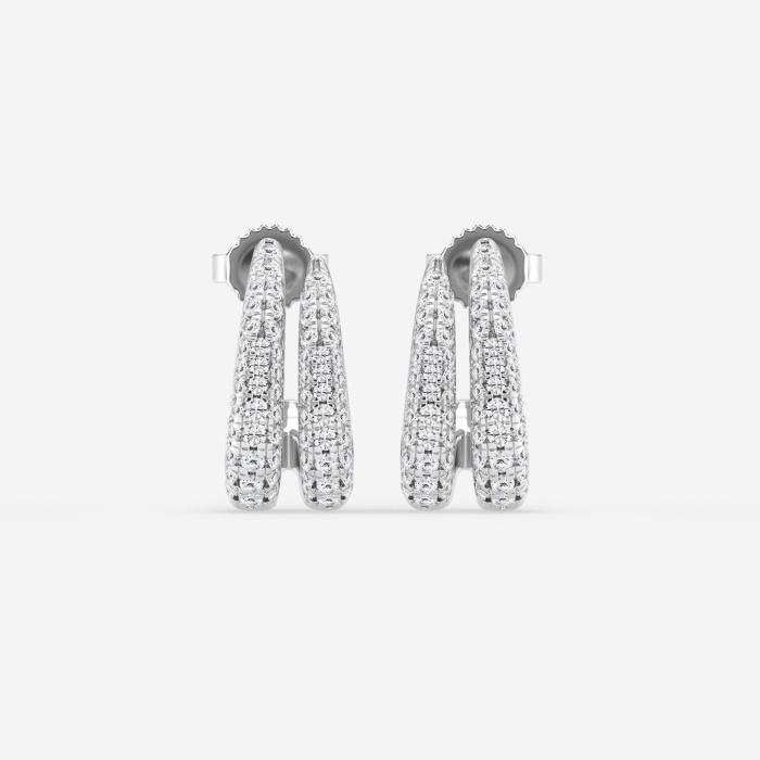 1/2 ctw Round Lab Grown Diamond Double Huggie Hoop Earrings