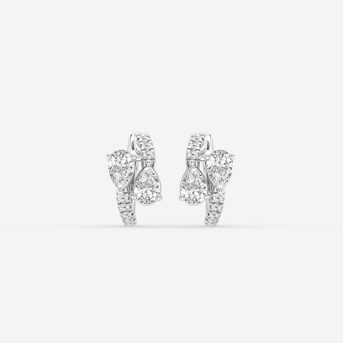 1 1/2 ctw Pear Lab Grown Diamond Bypass Huggie Hoop Earrings