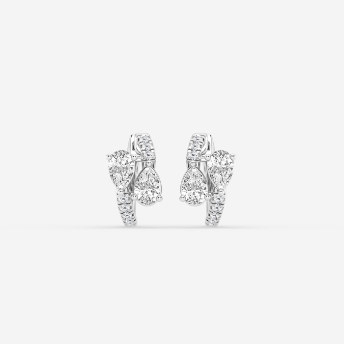 1 1/2 ctw Pear Lab Grown Diamond Bypass Huggie Hoop Earrings