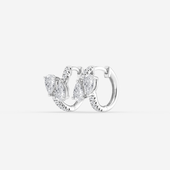 1 1/2 ctw Pear Lab Grown Diamond Bypass Huggie Hoop Earrings