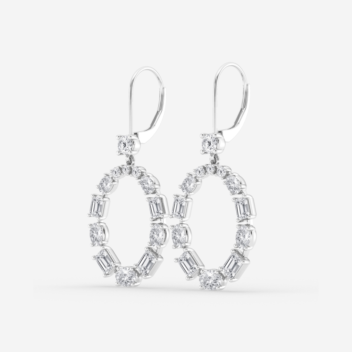 Additional Image 1 for  3 ctw Emerald and Oval Lab Grown Diamond Alternating Drop Earrings