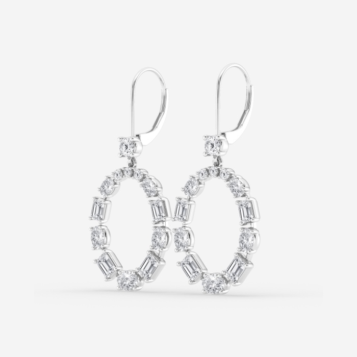 3 ctw Emerald and Oval Lab Grown Diamond Alternating Drop Earrings