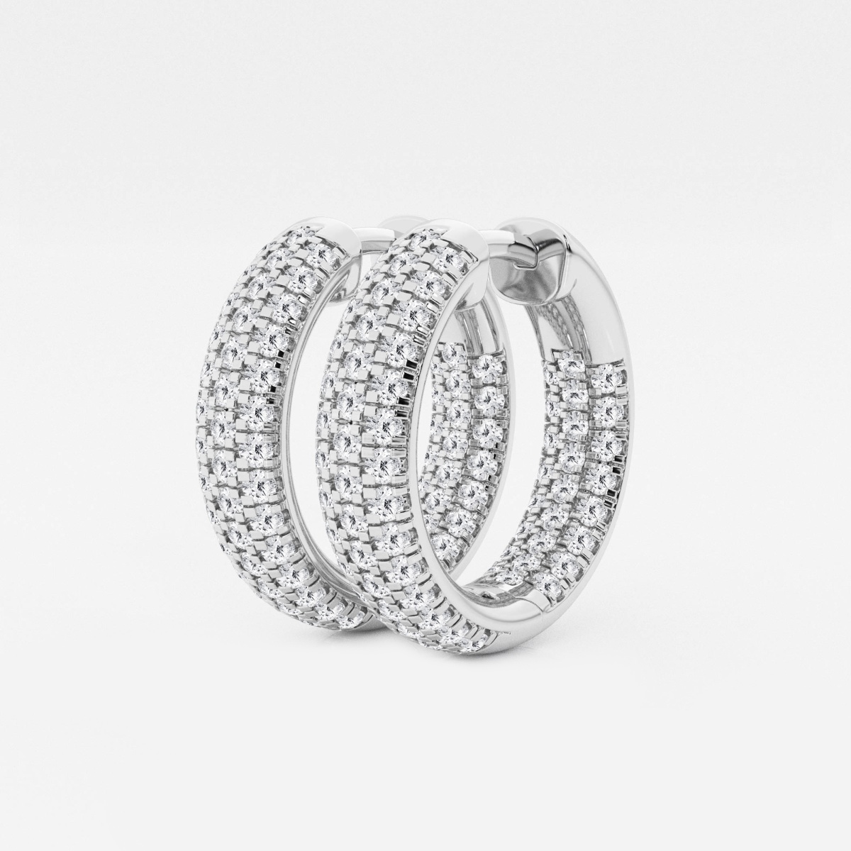 Additional Image 1 for  1 1/2 ctw Round Lab Grown Diamond Pave Hoop Earrings