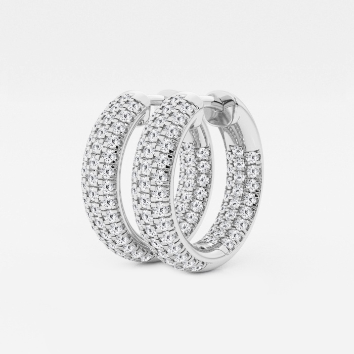 1 1/2 ctw Round Lab Grown Diamond Pave Hoop Earrings