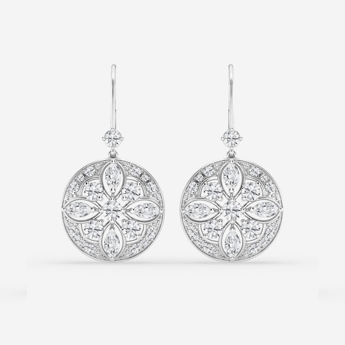 2 1/2 ctw Round and Marquise Lab Grown Diamond Vintage Fashion Earrings