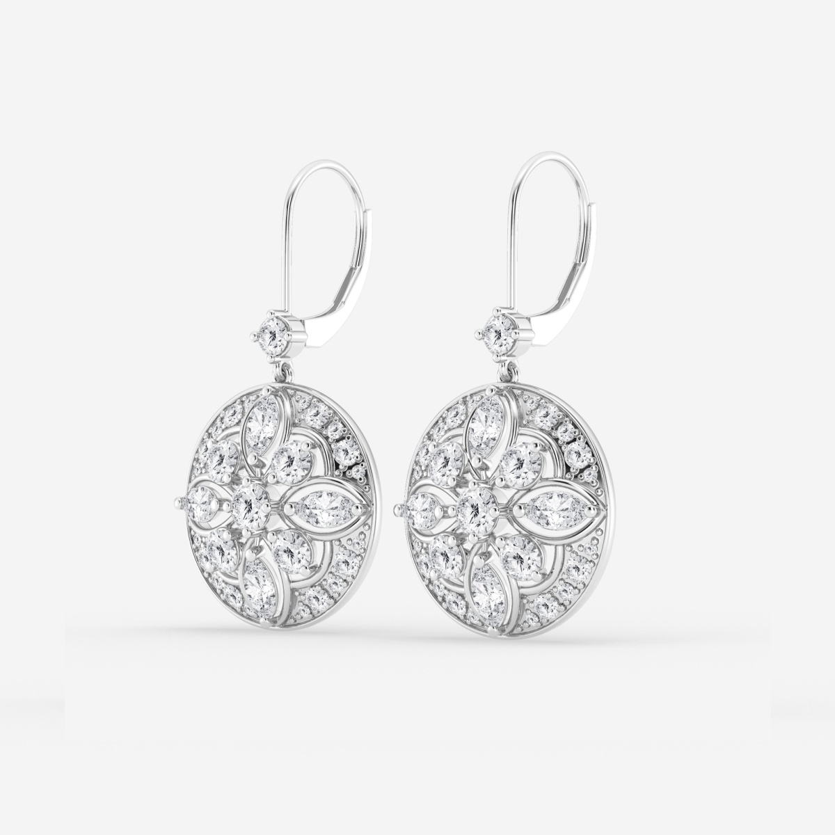 Additional Image 1 for  2 1/2 ctw Round and Marquise Lab Grown Diamond Vintage Fashion Earrings