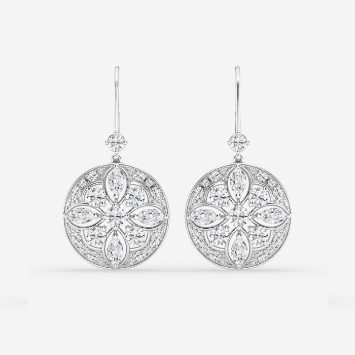 2 1/2 ctw Round and Marquise Lab Grown Diamond Vintage Fashion Earrings