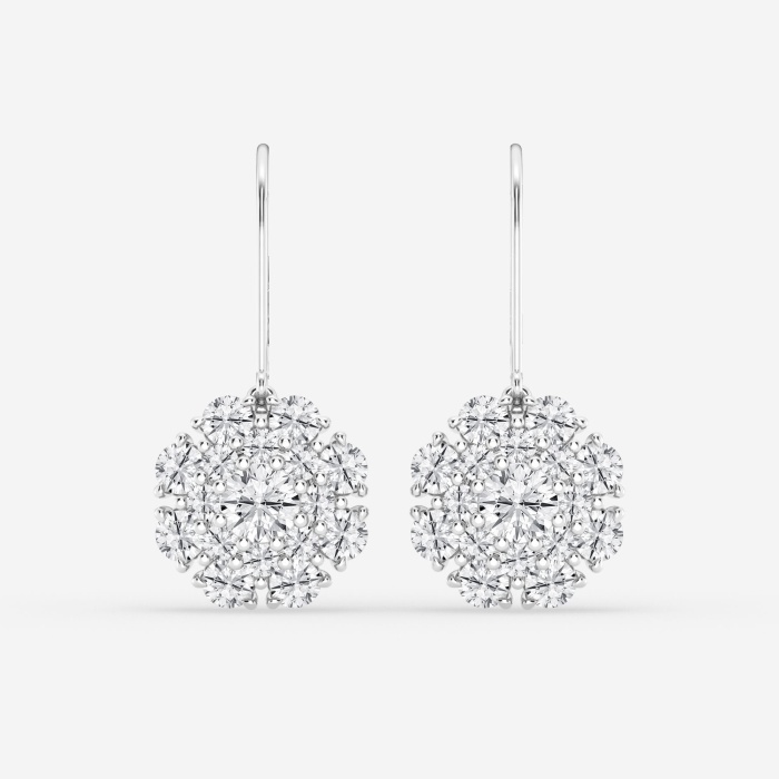 3 1/2 ctw Round Lab Grown Diamond Vintage Multidimensional Fashion Earrings