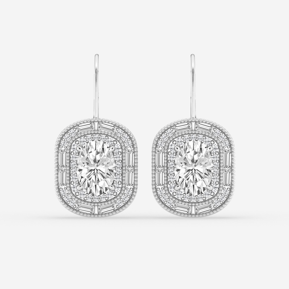 5 3/4 ctw Oval Lab Grown Diamond Vintage Double Halo Fashion Earrings
