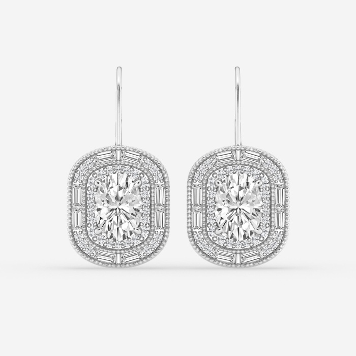 5 3/4 ctw Oval Lab Grown Diamond Vintage Double Halo Fashion Earrings