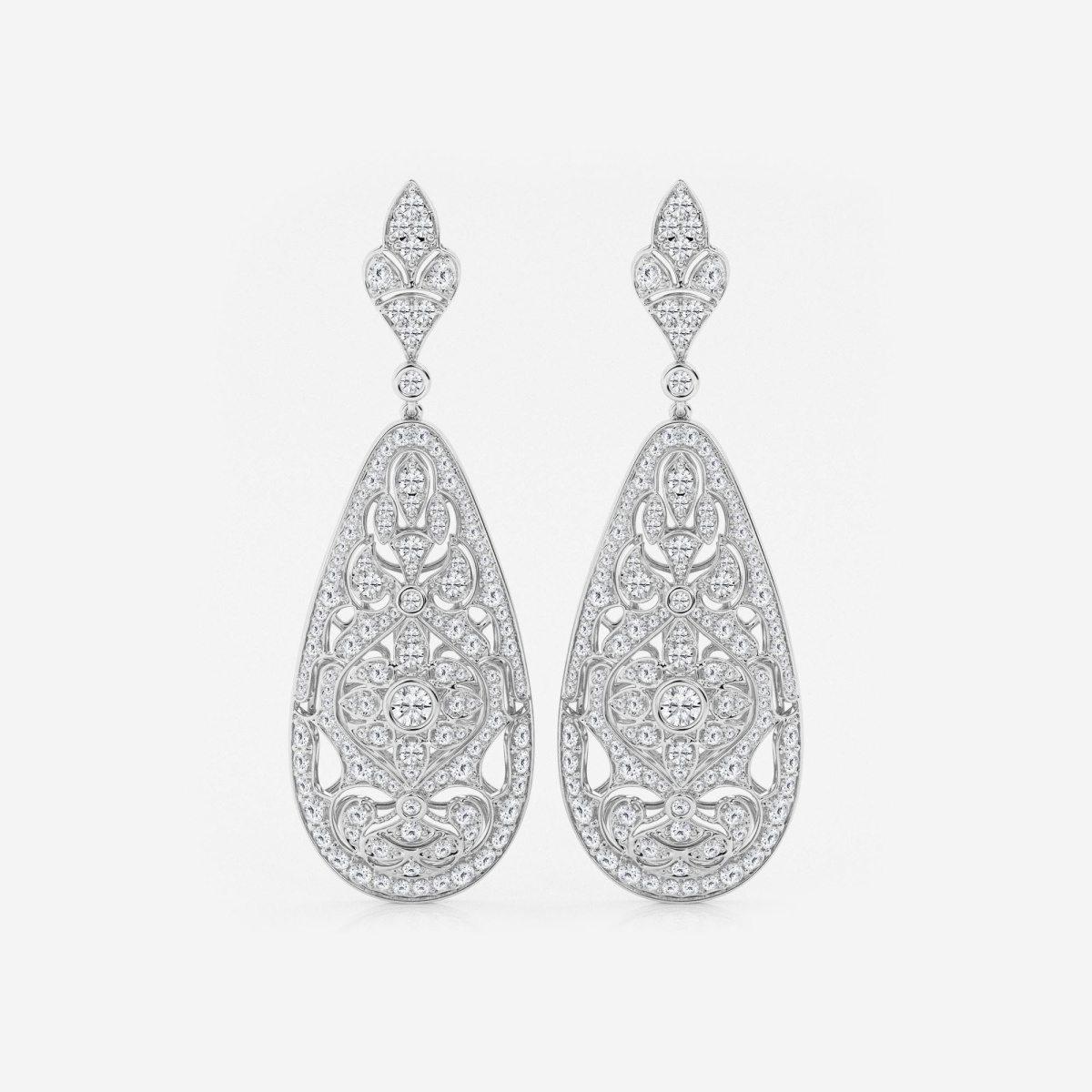 5 ctw Round Lab Grown Diamond Filigree Vintage Inspired Fashion Earrings