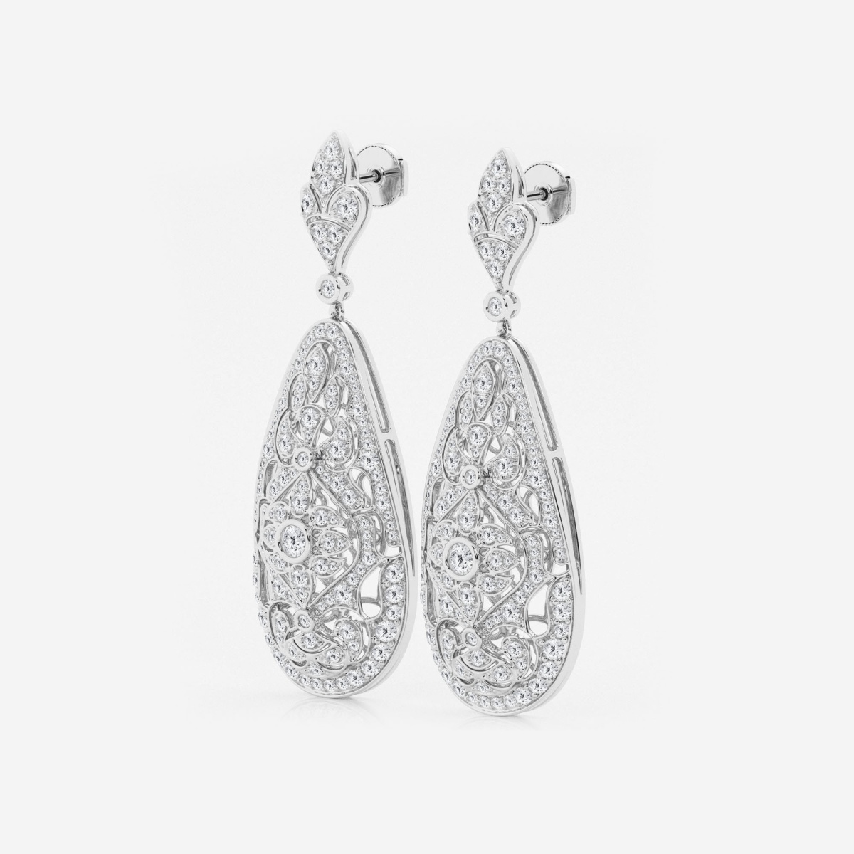 Additional Image 1 for  5 ctw Round Lab Grown Diamond Filigree Vintage Inspired Fashion Earrings