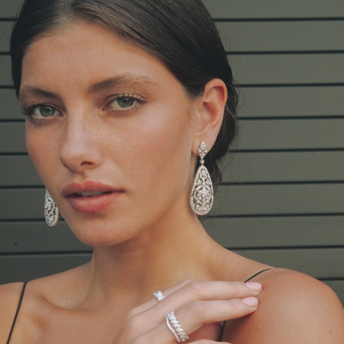 5 ctw Round Lab Grown Diamond Filigree Vintage Inspired Fashion Earrings