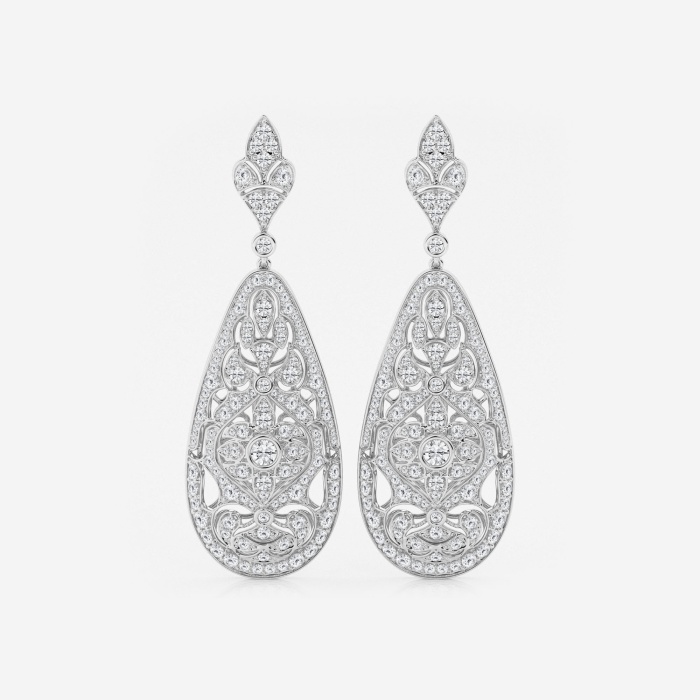 5 ctw Round Lab Grown Diamond Filigree Vintage Inspired Fashion Earrings