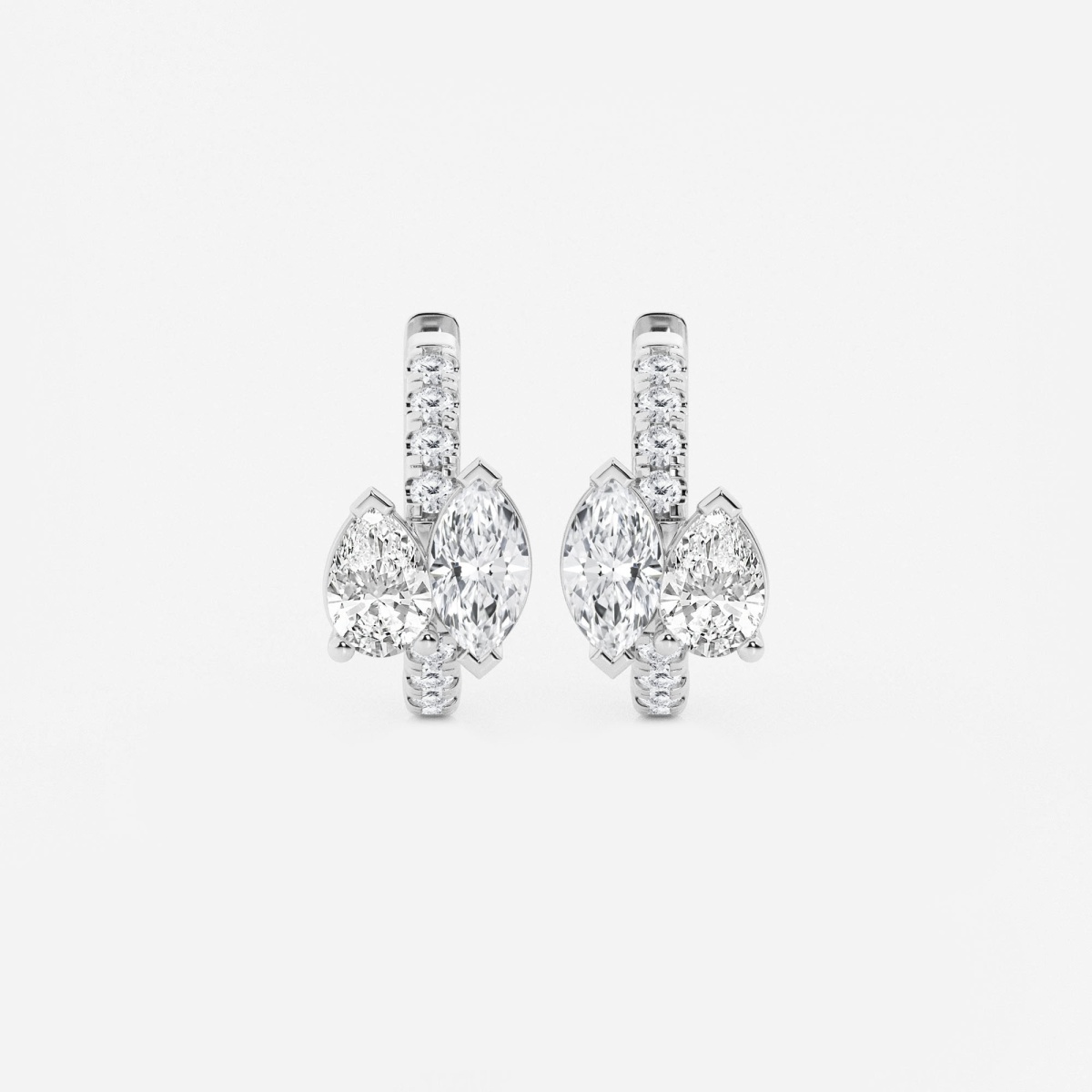 2 ctw Marquise and Pear Lab Grown Diamond Huggie Hoop Earrings
