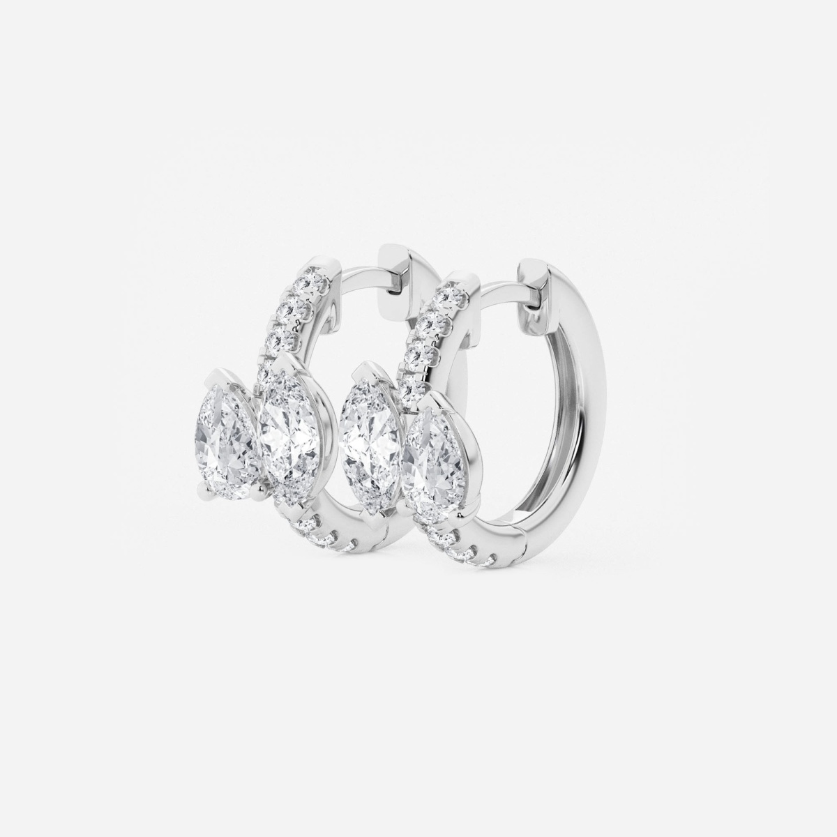 Additional Image 1 for  2 ctw Marquise and Pear Lab Grown Diamond Huggie Hoop Earrings