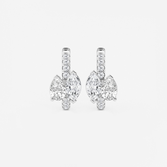 2 ctw Marquise and Pear Lab Grown Diamond Huggie Hoop Earrings