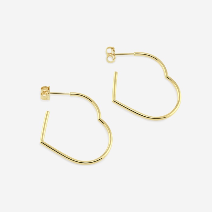 Plain Round Open Heart Hoop Earrings