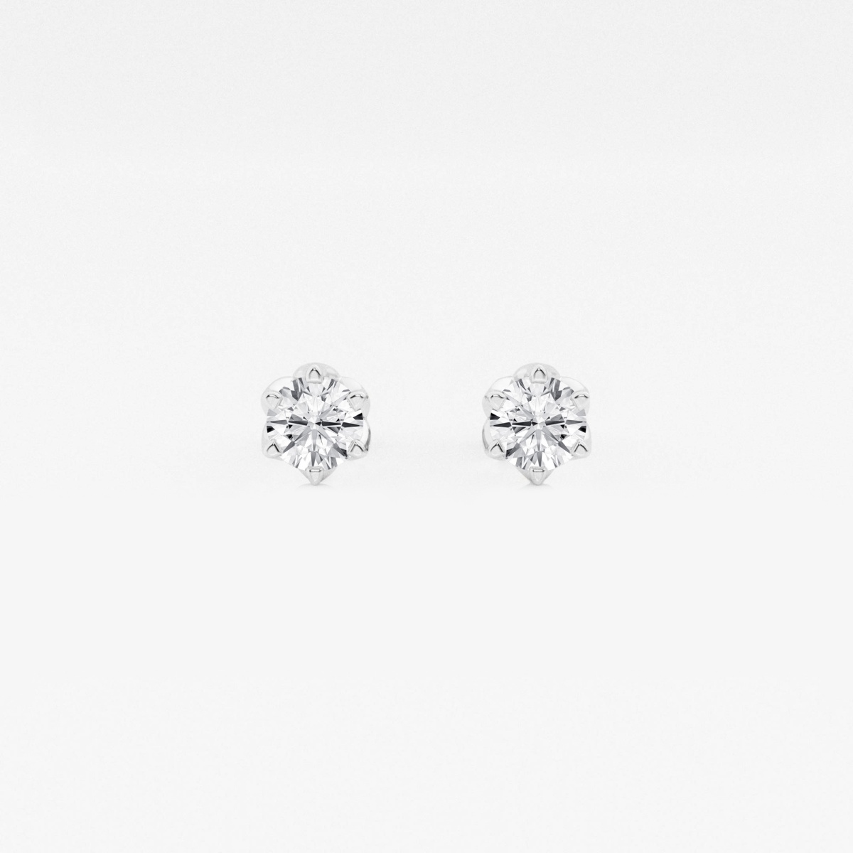 1/2 ctw Round Lab Grown Diamond Six Prong Flower Petal Solitaire Stud Earrings