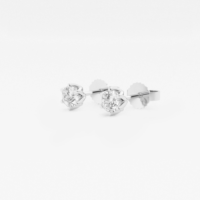 1/2 ctw Round Lab Grown Diamond Six Prong Flower Petal Solitaire Stud Earrings
